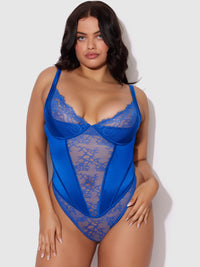 MADELINE SATIN & LACE PUSH UP TEDDY