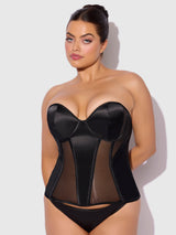 JULIET SATIN & MESH PLUNGE UNDERWIRE CORSET