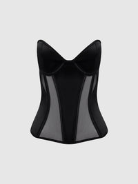 JULIET SATIN & MESH PLUNGE UNDERWIRE CORSET