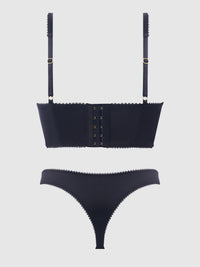 HARPER EMBROIDERED MESH & MICRO LONGLINE BRA & THONG SET