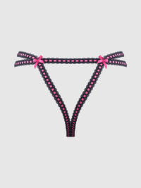 HARPER EMBROIDERED MESH & ELASTIC OPEN BACK CHEEKY