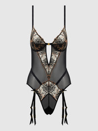 DELILAH EMBROIDERED OPEN BACK TEDDY
