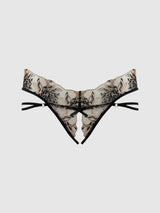 DELILAH EMBROIDERED STRAPPY CROTCHLESS & BACKLESS HIPSTER