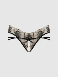 DELILAH EMBROIDERED STRAPPY CROTCHLESS & BACKLESS HIPSTER