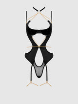 EVANGELINE SATIN & CHAIN HALTER TEDDY