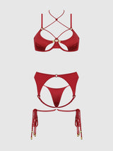 IRYNA SILKY MICRO & ROPE BRA, GARTER & THONG SET