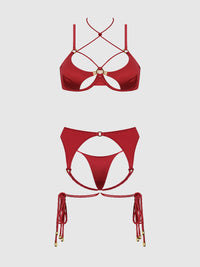 IRYNA SILKY MICRO & ROPE BRA, GARTER & THONG SET