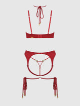 IRYNA SILKY MICRO & ROPE BRA, GARTER & THONG SET