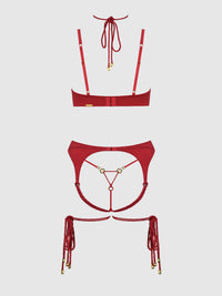 IRYNA SILKY MICRO & ROPE BRA, GARTER & THONG SET