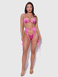IRYNA SILKY MICRO & ROPE BRA, GARTER & THONG SET