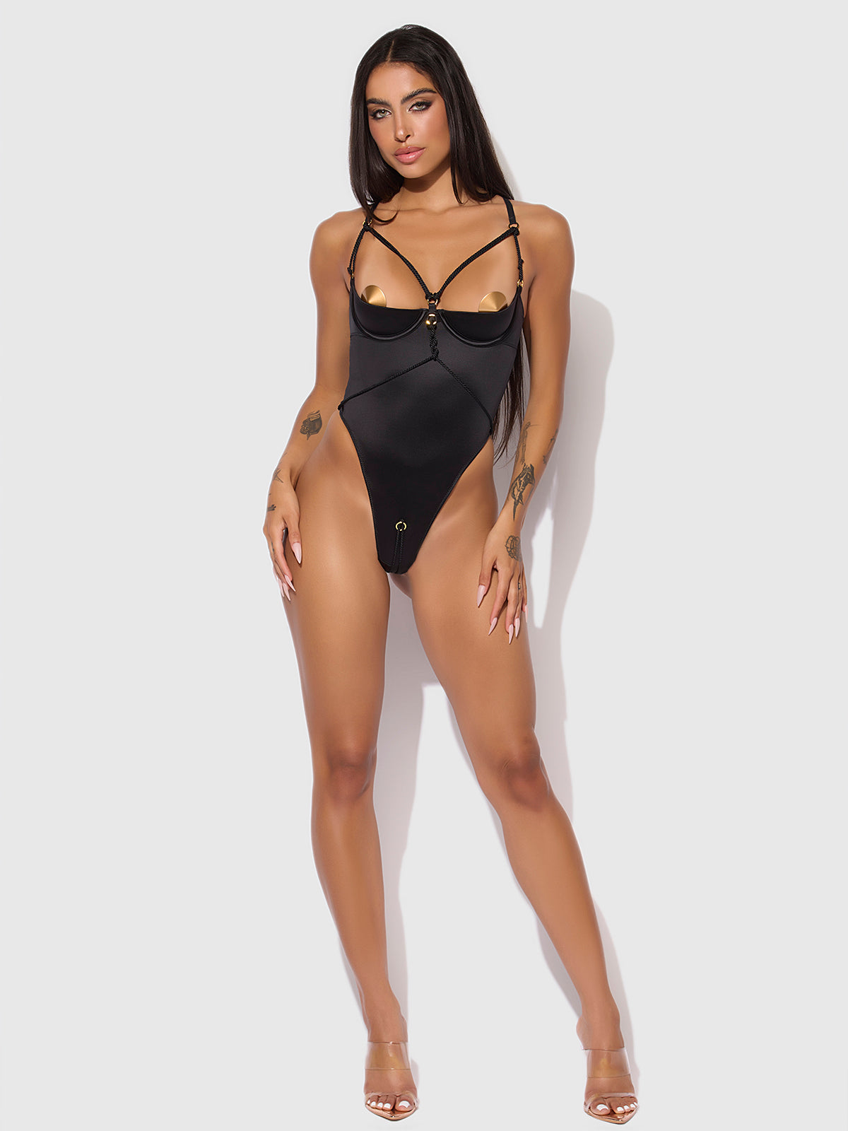 IRYNA SILKY MICRO & ROPE CROTCHLESS TEDDY