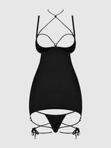 IRYNA SILKY MICRO & ROPE OPEN BACK CHEMISE & G-STRING SET