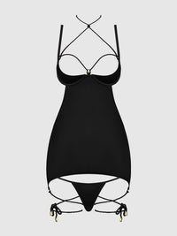 IRYNA SILKY MICRO & ROPE OPEN BACK CHEMISE & G-STRING SET