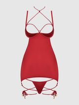 IRYNA SILKY MICRO & ROPE OPEN BACK CHEMISE & G-STRING SET