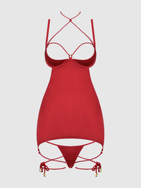 IRYNA SILKY MICRO & ROPE OPEN BACK CHEMISE & G-STRING SET