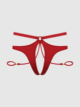 IRYNA SILKY MICRO & ROPE CROTCHLESS & HAND CUFF HIPSTER