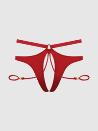 IRYNA SILKY MICRO & ROPE CROTCHLESS & HAND CUFF HIPSTER