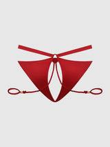 IRYNA SILKY MICRO & ROPE CROTCHLESS & HAND CUFF HIPSTER