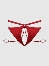 IRYNA SILKY MICRO & ROPE CROTCHLESS & HAND CUFF HIPSTER