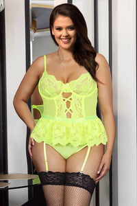Curvy Lace Temptress Garter Teddy