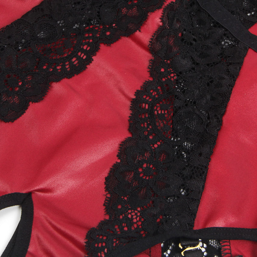Seductive Burgundy Faux Leather Teddy