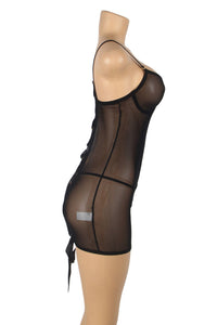 Peek-a-Boo Lace Up Sheer Chemise