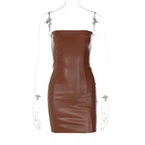 Brown Strapless Bodycon Mini Dress