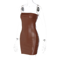 Brown Strapless Bodycon Mini Dress