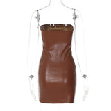 Brown Strapless Bodycon Mini Dress