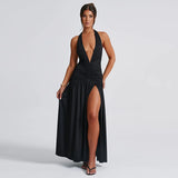Ruched Halter Maxi Dress