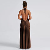 Ruched Halter Maxi Dress