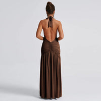 Ruched Halter Maxi Dress
