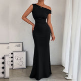 One-Shoulder Ruched Maxi Dress