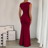 One-Shoulder Ruched Maxi Dress