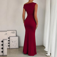 One-Shoulder Ruched Maxi Dress