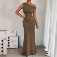 One-Shoulder Ruched Maxi Dress