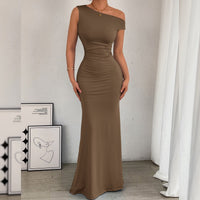 One-Shoulder Ruched Maxi Dress