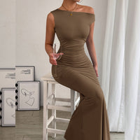 One-Shoulder Ruched Maxi Dress