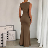 One-Shoulder Ruched Maxi Dress