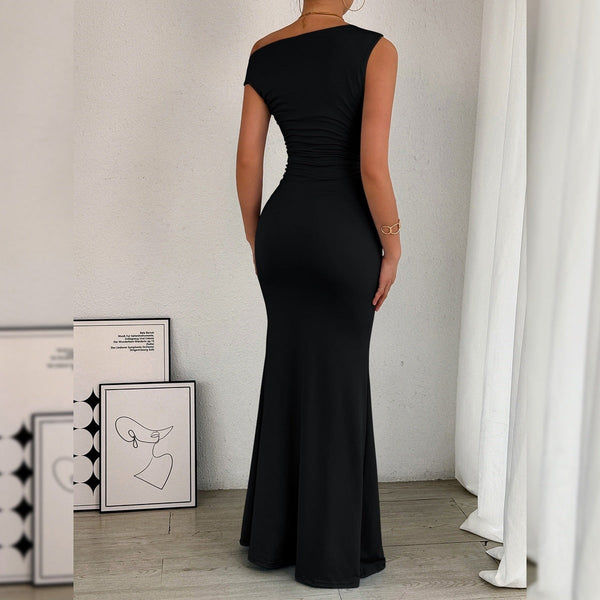 One-Shoulder Ruched Maxi Dress