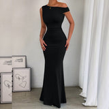 One-Shoulder Ruched Maxi Dress