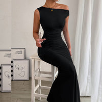 One-Shoulder Ruched Maxi Dress
