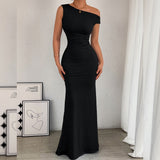 One-Shoulder Ruched Maxi Dress
