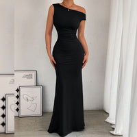 One-Shoulder Ruched Maxi Dress
