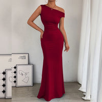One-Shoulder Ruched Maxi Dress