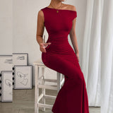One-Shoulder Ruched Maxi Dress