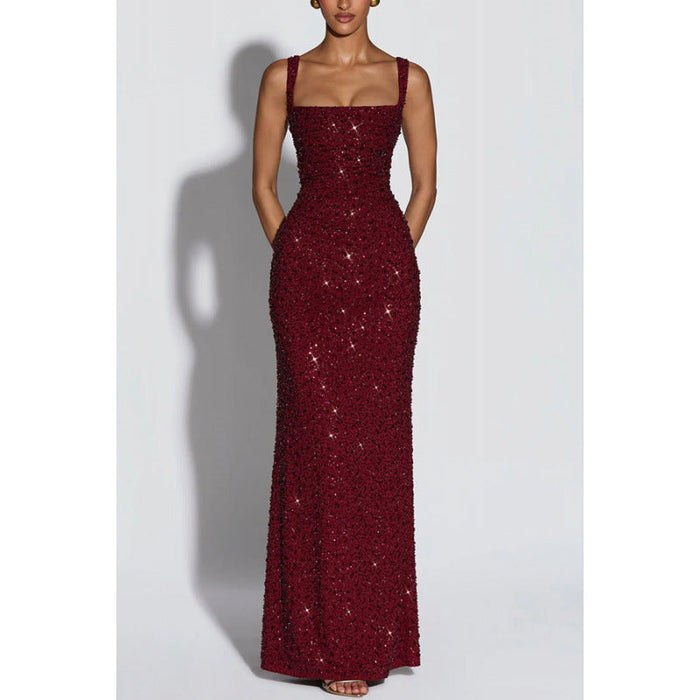 Sparkle Square Neck Maxi Dress