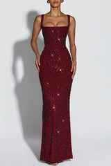 Sparkle Square Neck Maxi Dress