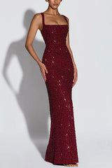 Sparkle Square Neck Maxi Dress