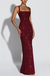 Sparkle Square Neck Maxi Dress